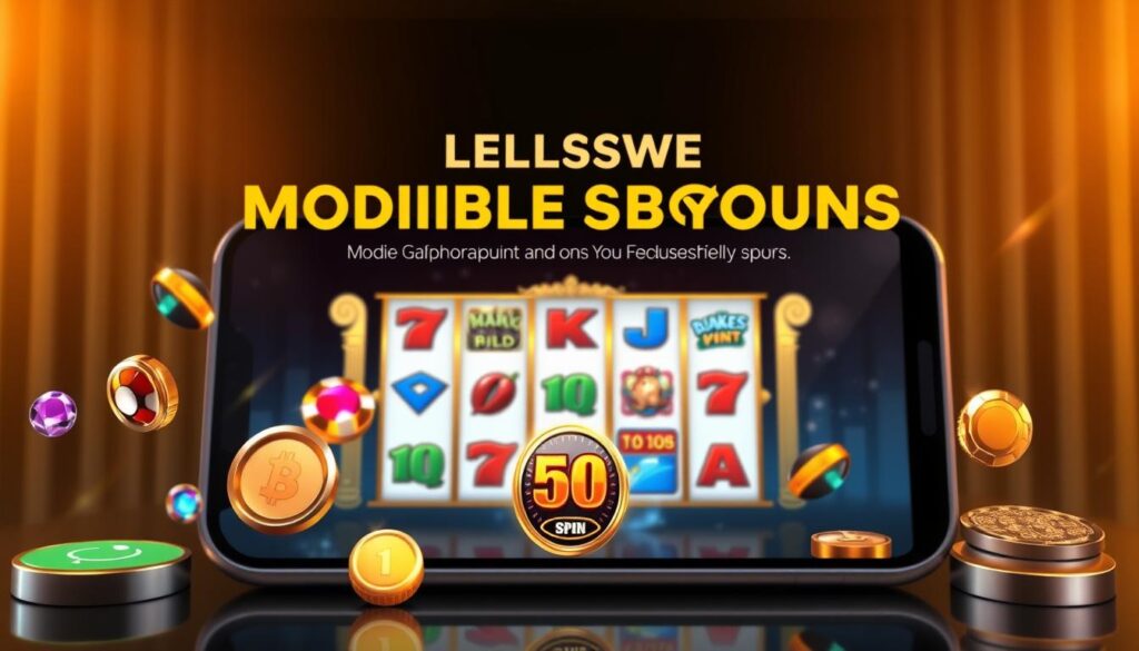 A sleek and modern mobile slot machine interface, showcasing a variety of exclusive mobile-only bonuses and features. In the foreground, a series of colorful, eye-catching game icons and buttons float against a polished, metallic backdrop. The middle ground features a dynamic, animated slot reel system with high-definition graphics and smooth transitions. In the background, a subtle, holographic effect creates a sense of depth and technological sophistication. The overall scene is bathed in a warm, golden light, conveying a luxurious and premium atmosphere, perfect for an immersive mobile casino experience.